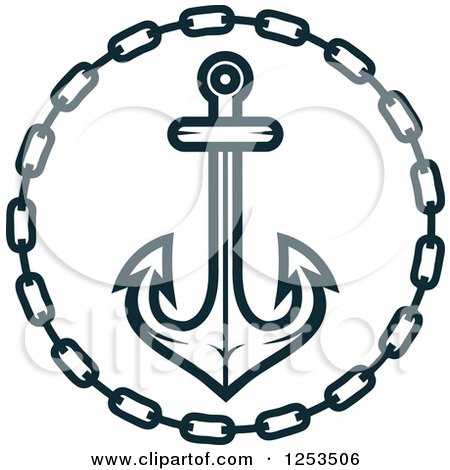 450x470 Clipart Of A Navy Blue Anchor In A Chain Circle
