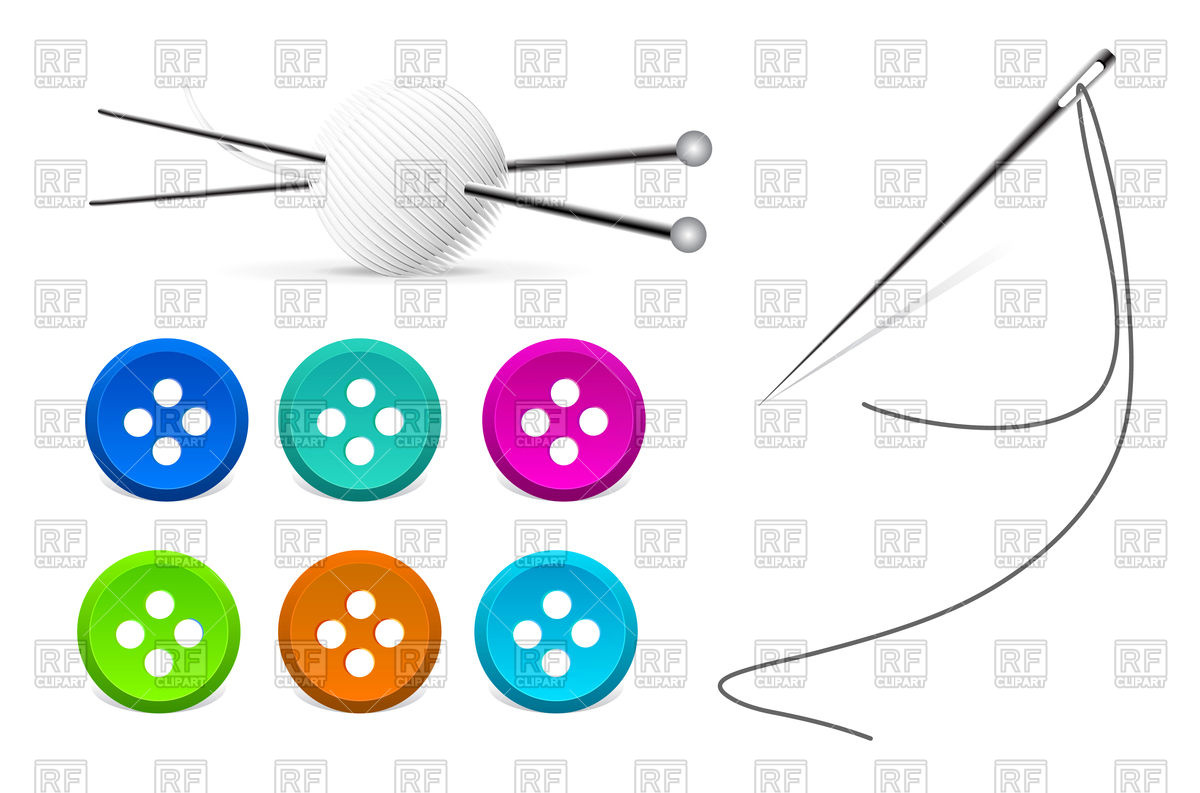 1200x793 Needle, Colorful Buttons And Spokes Royalty Free Vector Clip Art