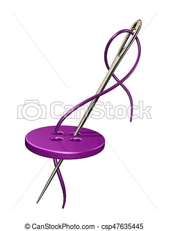 345x470 Needle And Thread. 3d Illustration Drawing