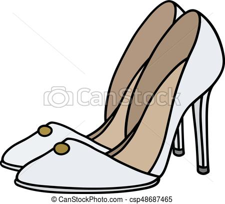 450x407 White Needle Heel Shoes. Hand Drawing Of White High Heel Clip