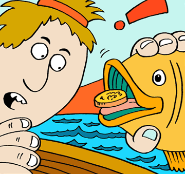 360x339 Coin In Fishes Mouth Clip Art
