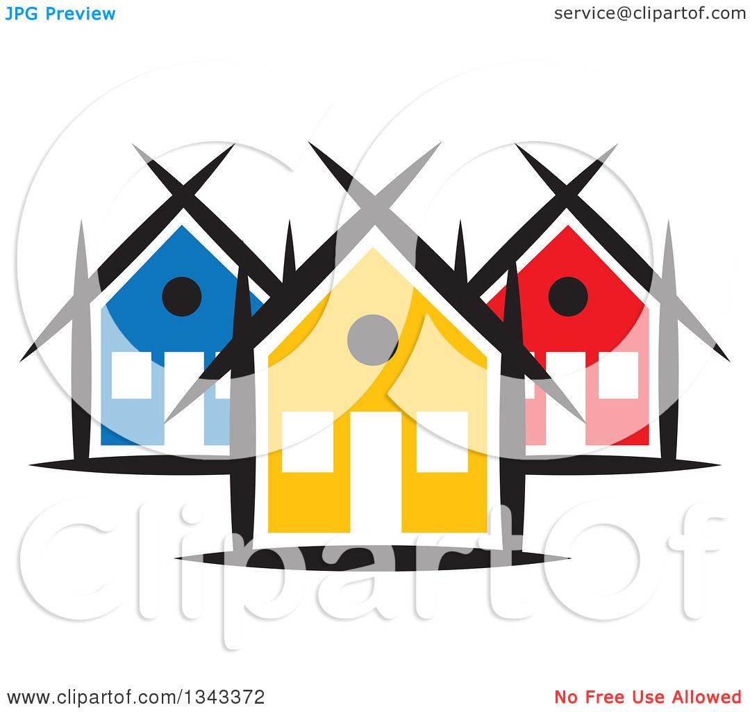 1080x1024 Clipart Of A Neighborhood Of Colorful Houses 5