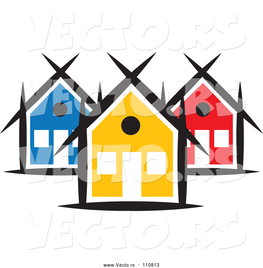 1024x1044 Vector Of A Small Neighborhood Of Colorful Houses By Colormagic