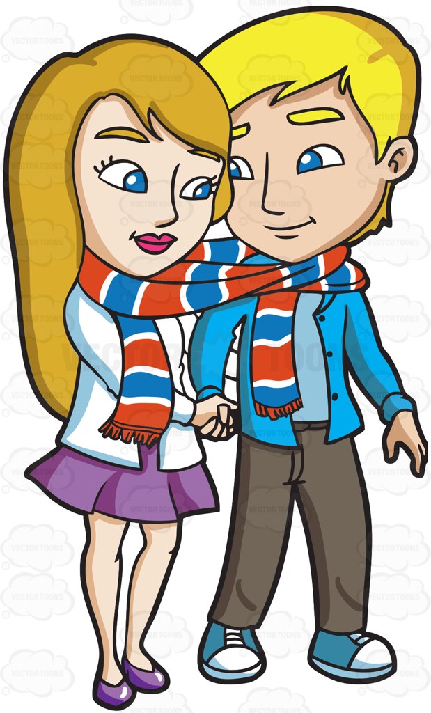 619x1024 A Cute Couple In Love At A Suburban Neighborhood Cartoon Clipart