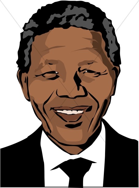 455x612 Smiling Nelson Mandela Famous People Clipart