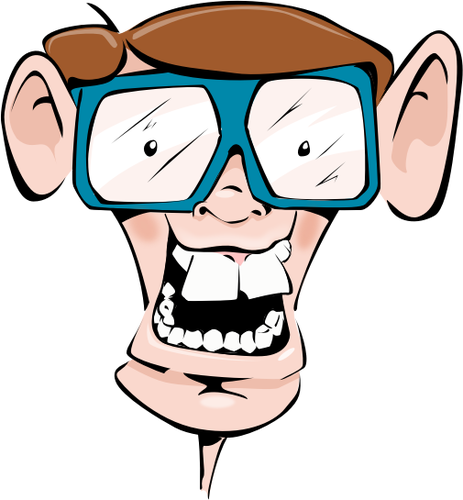 463x500 Vector Clip Art Of Comic Geek Face With Glasses Public Domain