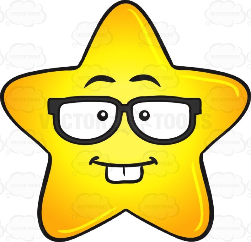 800x770 Nerd Looking Gold Star Cartoon Wearing Eye Glasses Emoji Cartoon