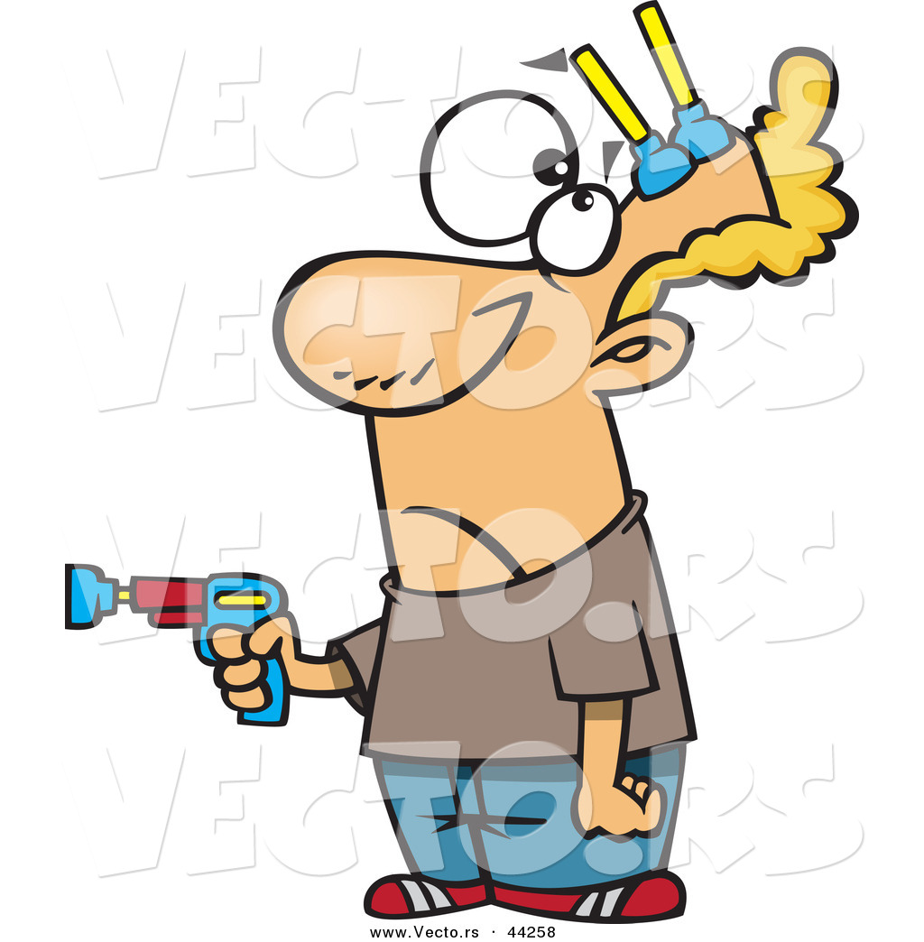 1024x1044 Vector Of A Cartoon Man Pointing Toy Gun While Getting Shot