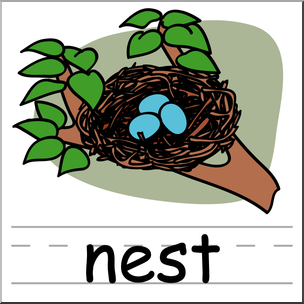 304x304 Clip Art Basic Words Nest Color Labeled I Abcteach