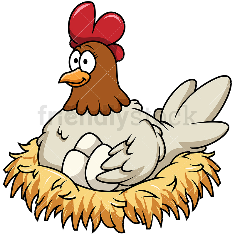 800x800 Hen In Nest With Eggs Cartoon Vector Clipart