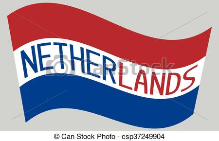 450x290 Netherlands Flag Waving With Word Netherlands On Gray Vector