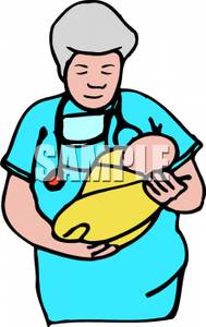 189x300 Clip Art Image A Doctor Holding A Bundled Newborn Baby