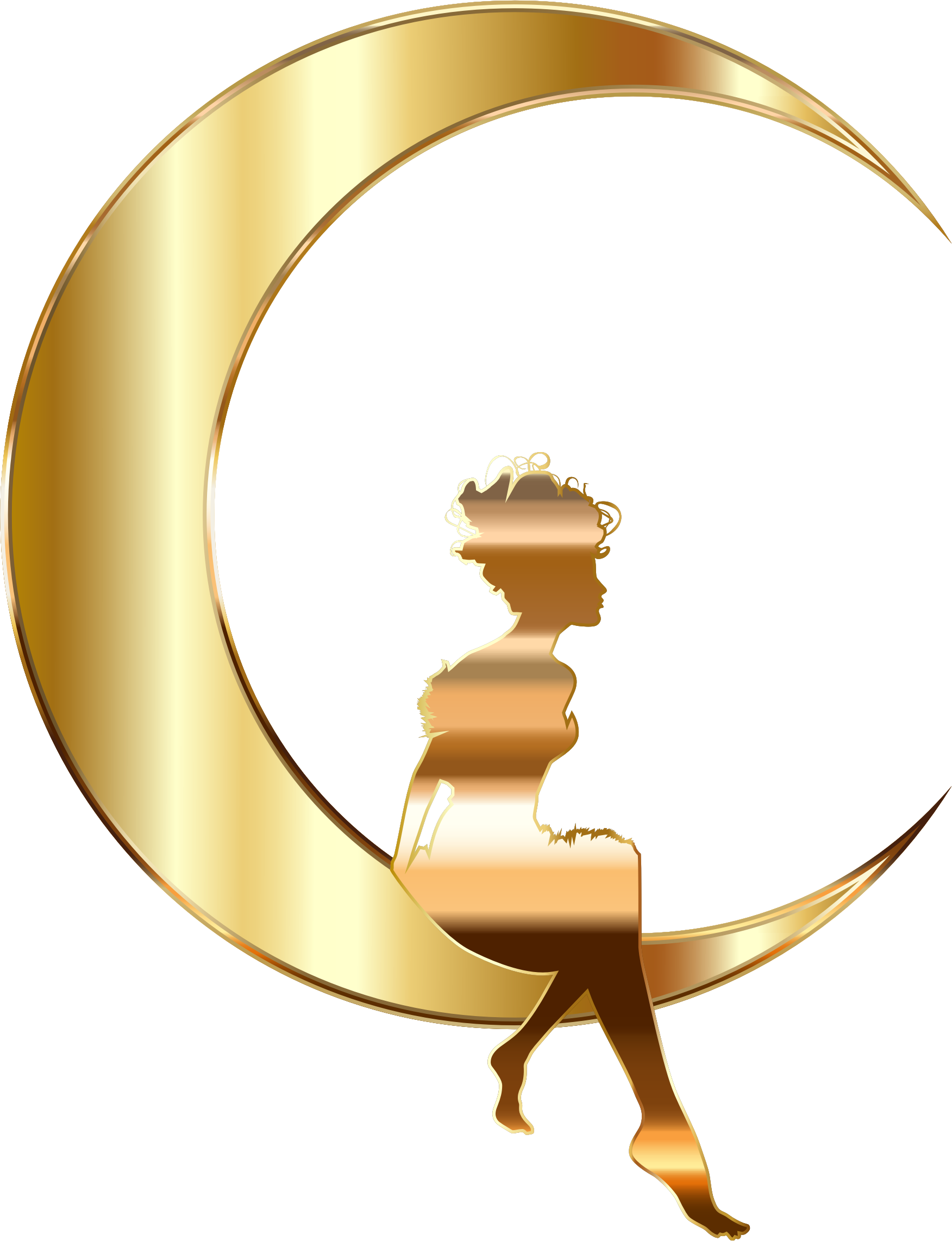 1752x2284 Gold Fairy Sitting On Crescent Moon No Background Icons Png