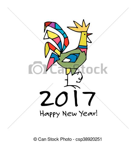 450x470 Funny Rooster, Symbol Of 2017 New Year. Vector Illustration