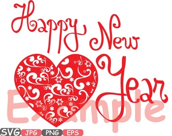 350x277 Heart Happy New Year Svg Winter Holiday Clip Art Quotes Word Art