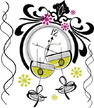304x350 Royalty Free Clip Art Image Martinis And A Clock Celebrating