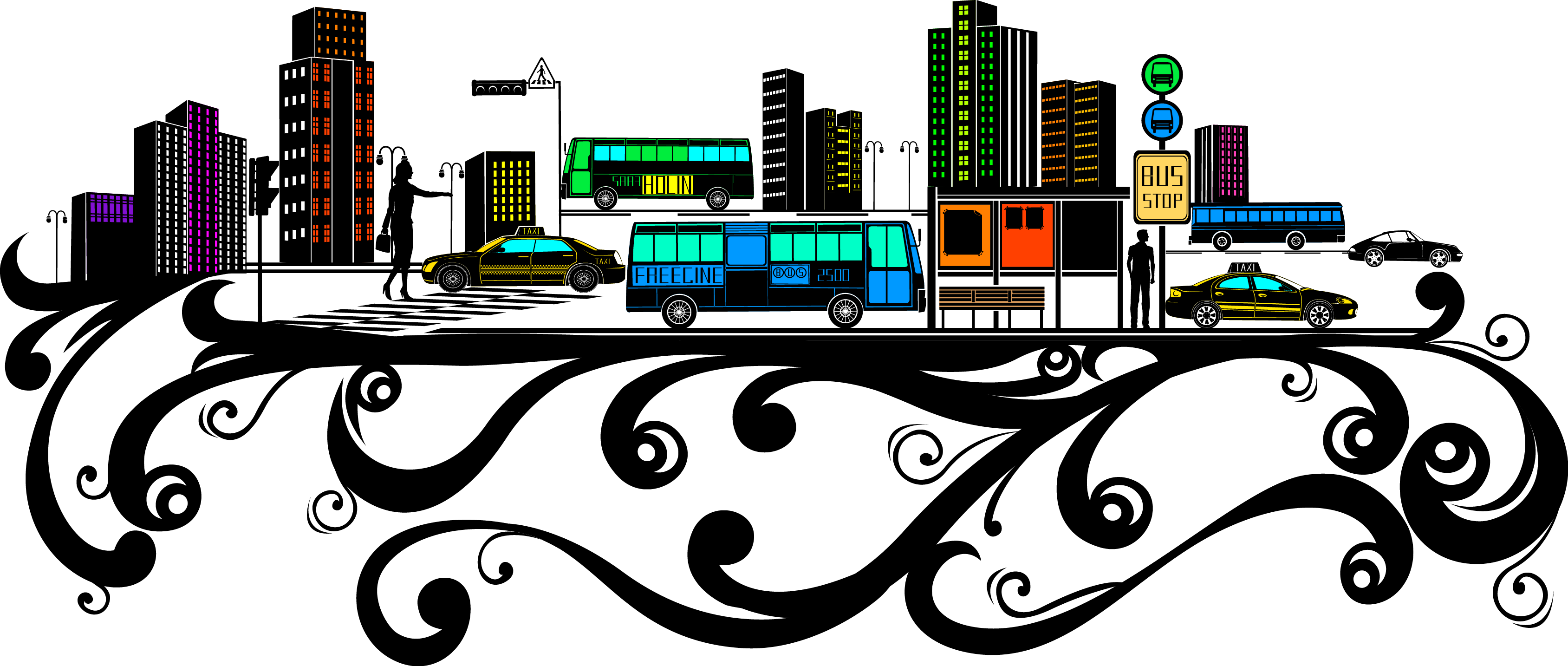 3377x1434 New York City Architecture Euclidean Vector Clip Art