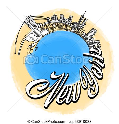 450x470 New York City Travel Logo. Nyc Skyline Vector Sketch. Vector