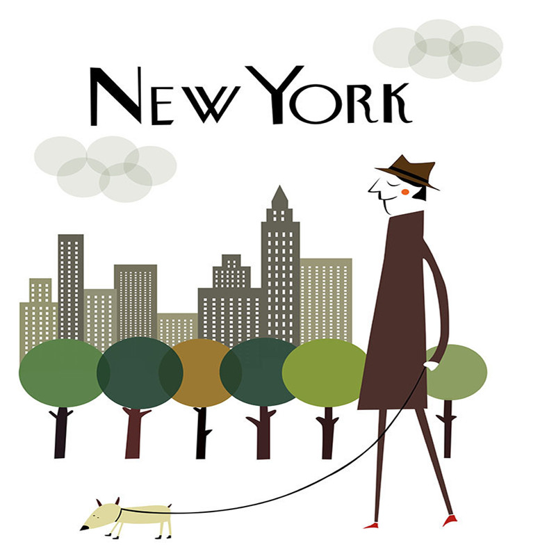 800x800 Haochu City Picture Cartoon London Paris Newyork Canvas Painting