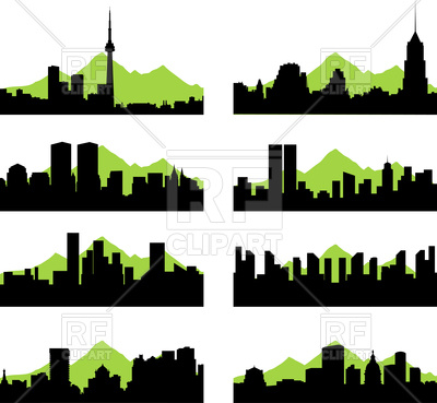 400x369 Silhouettes Of Cities Royalty Free Vector Clip Art Image