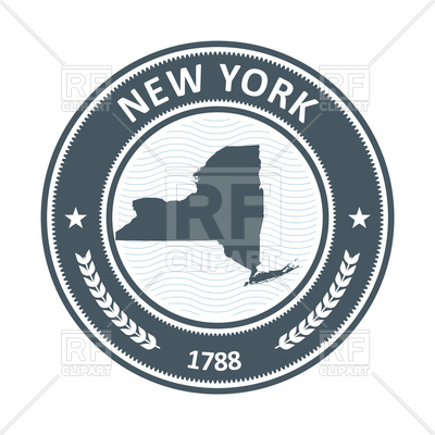 400x400 New York Stamp With State Map Silhouette Royalty Free Vector Clip