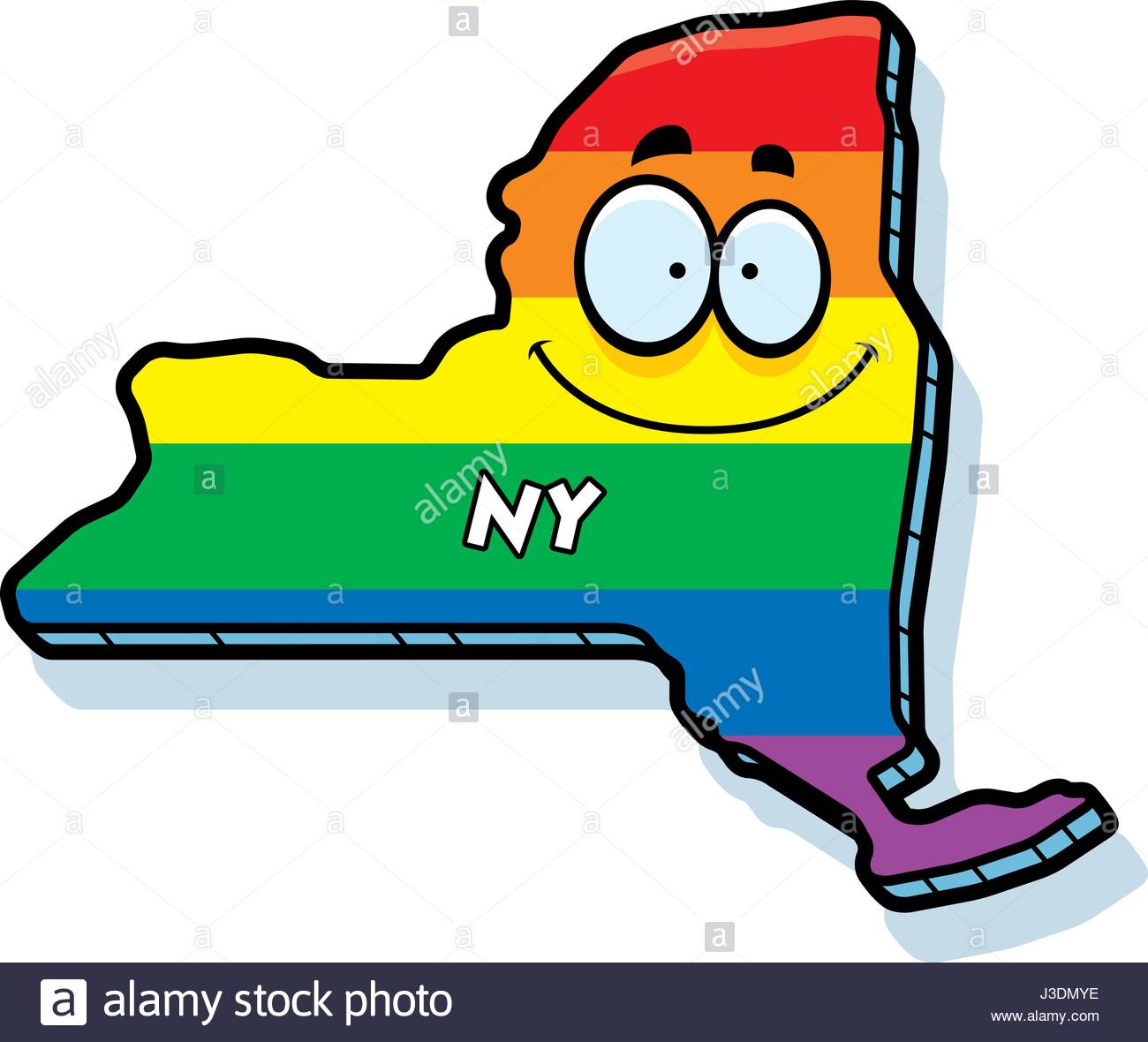 1300x1180 A Cartoon Illustration Of The State Of New York Smiling