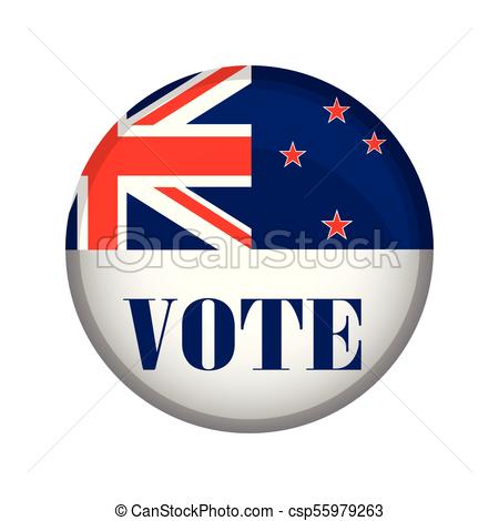 450x470 New Zealand Campaign Button. Vector Illustration Design Clip Art