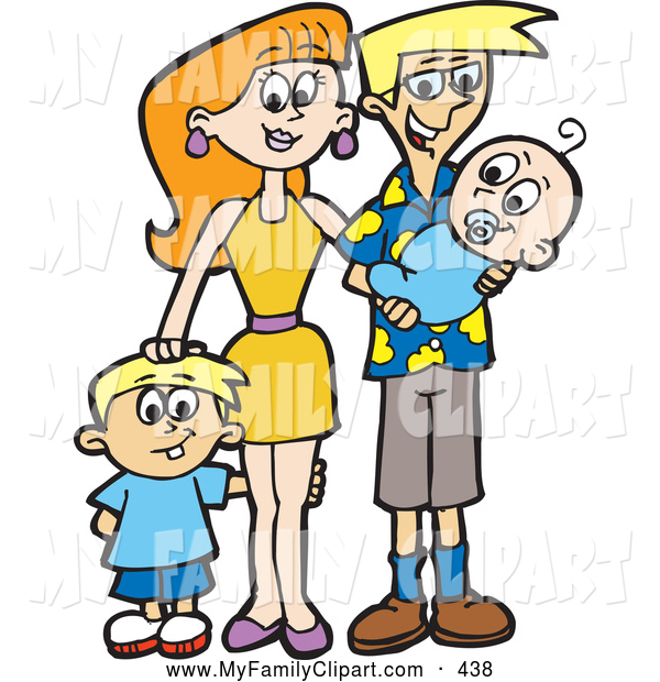 600x620 Clip Art Of A Full Happy Family With A Son And A Newborn Baby By