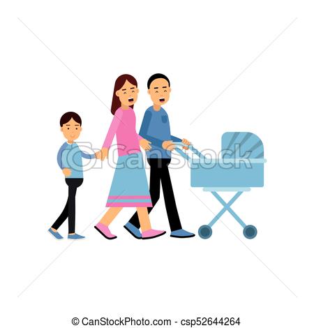 450x470 Young Parents Walking With Their Son And Newborn Baby In Clip