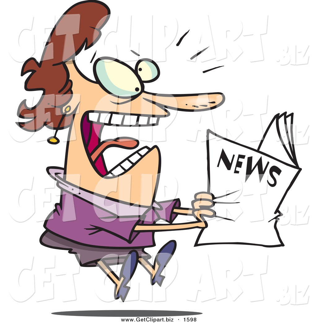 1024x1044 Clip Art Of A Paranoid Woman Reading The Newspaper By Toonaday