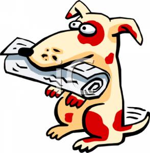 294x300 Clipart Image A Dog With A Rolled Up Newspaper In Its Mouth
