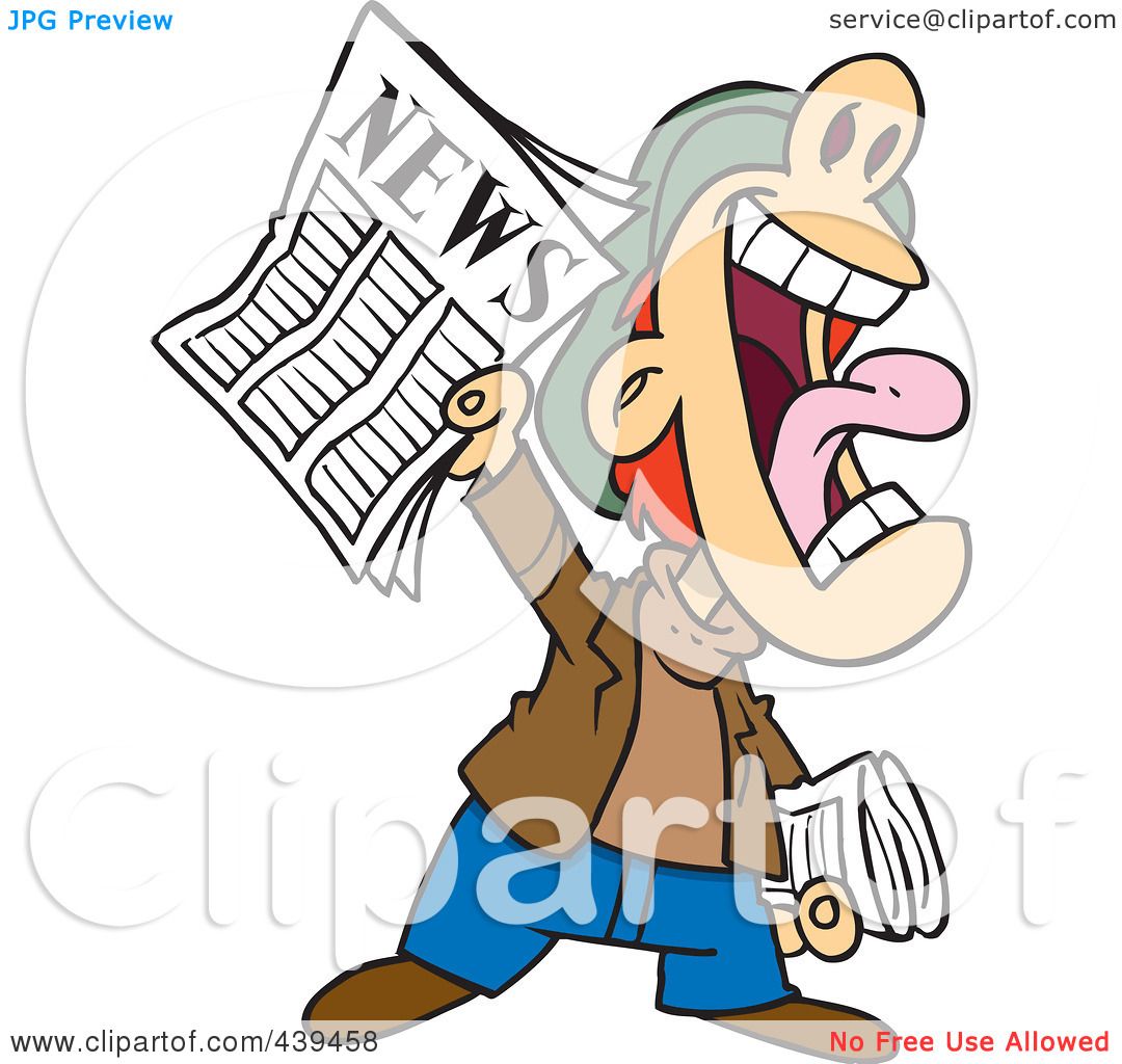1080x1024 Royalty Free (Rf) Clip Art Illustration Of A Cartoon News Boy