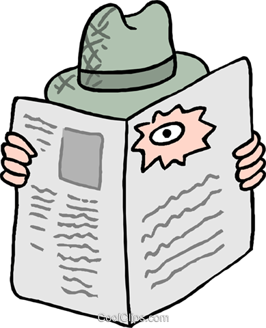 389x480 Looking Through A Hole In A Newspaper Royalty Free Vector Clip Art