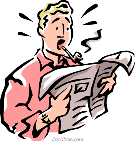 451x480 Man Reading Newspaper Royalty Free Vector Clip Art Illustration