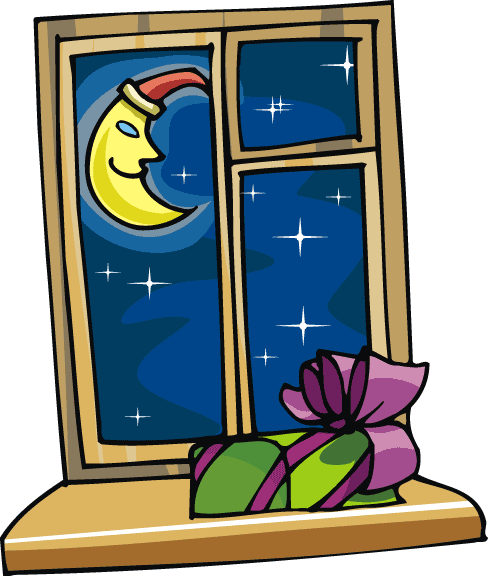 488x576 Free Christmas Eve Night Sky Looking Out Of A Window Clip Art