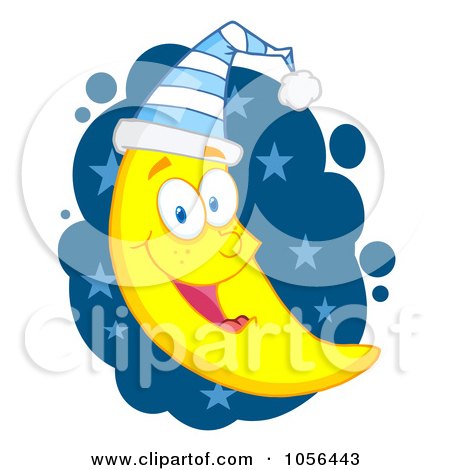450x470 Royalty Free Vector Clip Art Illustration Of A Happy Blue Crescent