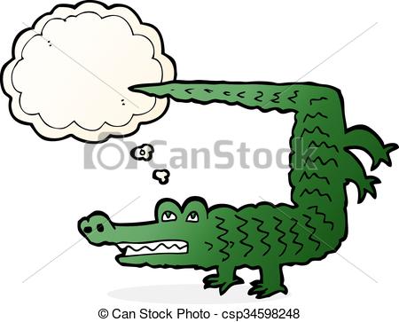 450x363 Cartoon Crocodile With Thought Bubble Eps Vector