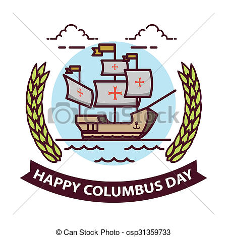 450x470 Columbus Day. Old Schooner. Santa Maria. Drawings