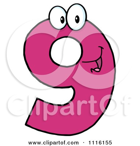 450x470 Clipart Happy Pink Number Nine