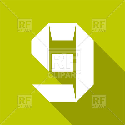 400x400 Paper Cut Number Nine Royalty Free Vector Clip Art Image