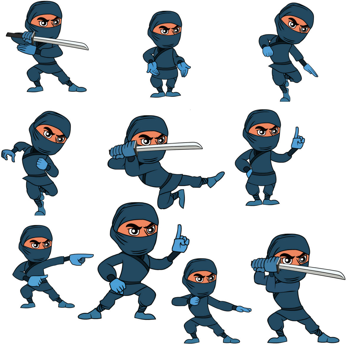 1200x1200 Ninja Clipart,ninja Clip Art,character Design Digital Clipart Set