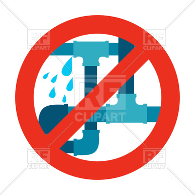 400x400 No Water Leak Pipe Sign Royalty Free Vector Clip Art Image