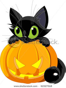 225x300 Clip Art Image A Black Cat Peeking Over The Top Of A Halloween
