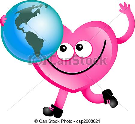 450x412 Aerica Love. Mr Heart Holding A Globe Of North And South