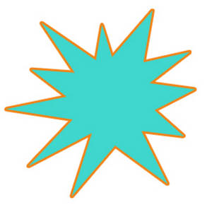 300x300 Free Clipart Image Of A Turquoise Star Burst With Orange Outline