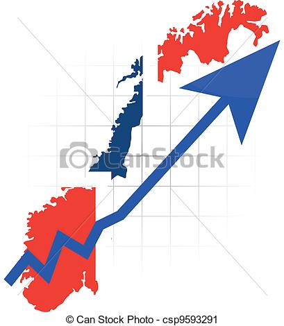 409x470 Norway Growth. Illustration Of The Norwegian Map With Blue
