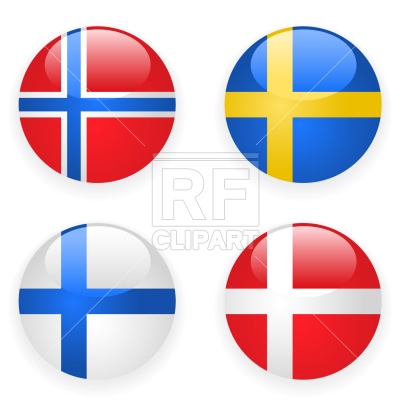 400x400 Denmark, Finland, Norway And Sweden Button Flags Vector Image