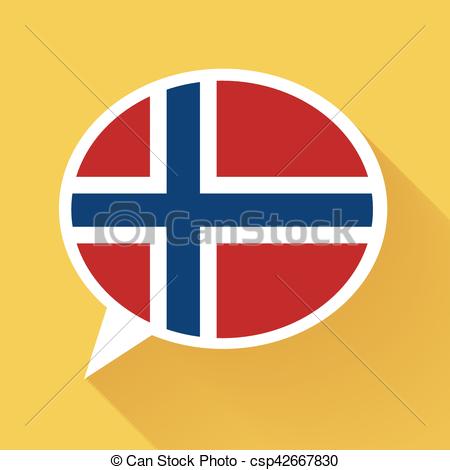 450x470 White Speech Bubble With Norway Flag And Long Shadow On Vectors