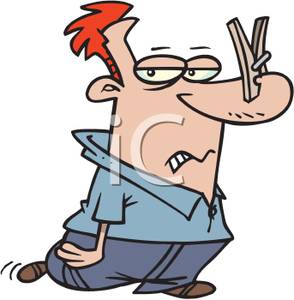 294x300 Clipart Picture An Irritated Man With A Clothespin On His Nose