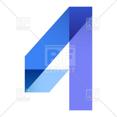400x400 Bright Number 4 Folded Of Paper Ribbon Colour Royalty Free Vector